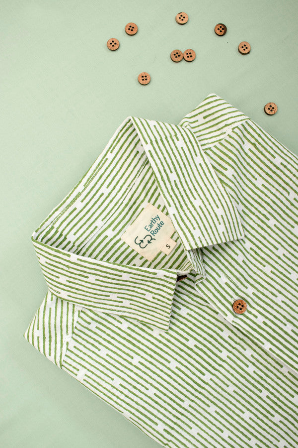 Tencel Linen Half Sleeve Shirt Green Lakeer by Earthy Route